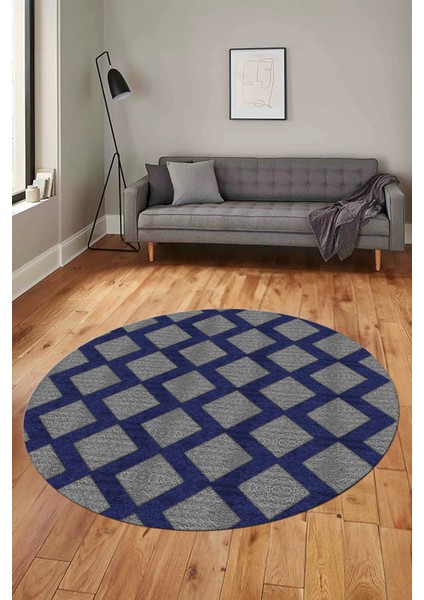 Dijital Baskı Kaymaz Yıkanabilir Sade Motifli Yuvarlak Mutfak Salon Halısı, Y-Sade-40-Mavi, fiyatları