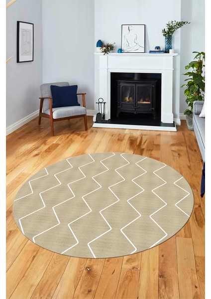 Düz Renk Dijital Kaymaz Yıkanabilir Sade Yuvarlak Mutfak Salon Halısı, Y-Sade-23-Krem, modelleri