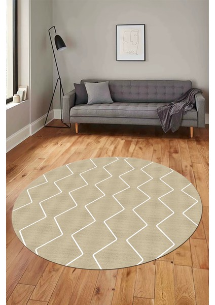 Düz Renk Dijital Kaymaz Yıkanabilir Sade Yuvarlak Mutfak Salon Halısı, Y-Sade-23-Krem, indirimleri
