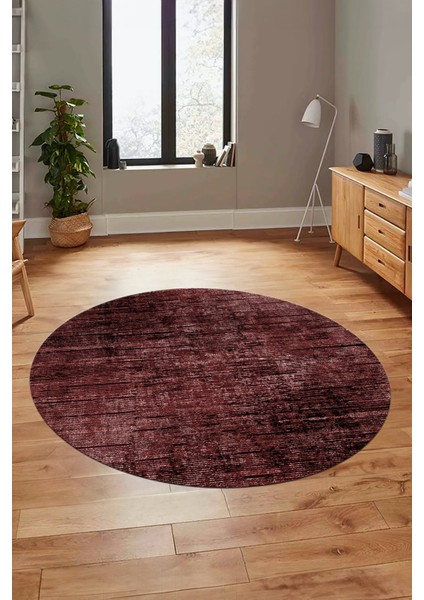 Düz Renk Sade Desen Dijital Kaymaz Taban Yıkanabilir Yuvarlak Salon Halısı, Y-Sade-37-Bordo,