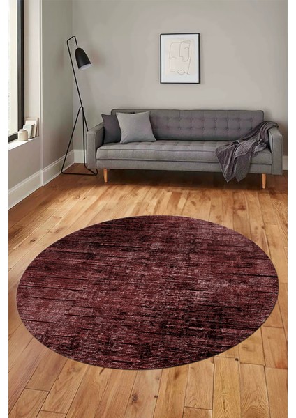 Düz Renk Sade Desen Dijital Kaymaz Taban Yıkanabilir Yuvarlak Salon Halısı, Y-Sade-37-Bordo,