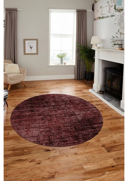 Düz Renk Sade Desen Dijital Kaymaz Taban Yıkanabilir Yuvarlak Salon Halısı, Y-Sade-37-Bordo,