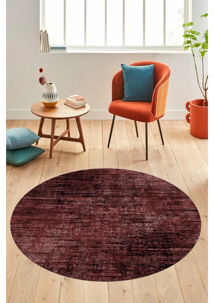 Düz Renk Sade Desen Dijital Kaymaz Taban Yıkanabilir Yuvarlak Salon Halısı, Y-Sade-37-Bordo,