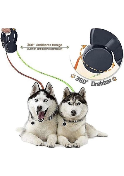 Mimigo 2 Köpek Için Çift Geri Çekilebilir Tasma (Yurt Dışından)