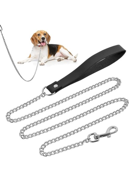 Metal Köpek Tasması Çiğneme Önleyici Zincir 118 cm Zincir Köpek Tasması Siyah (Yurt Dışından)