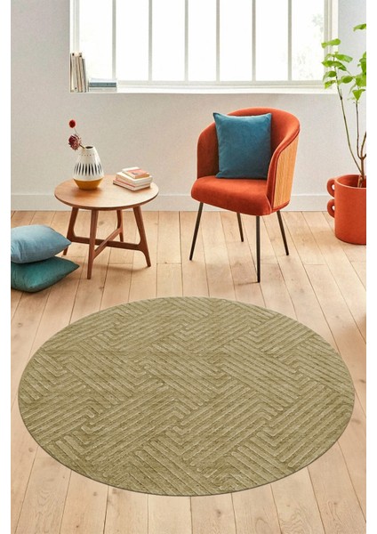 Dijital Baskı Kaymaz Yıkanabilir Sade Desen Yuvarlak Mutfak Salon Halısı, Y-Sade-47-Kahve, fırsatları