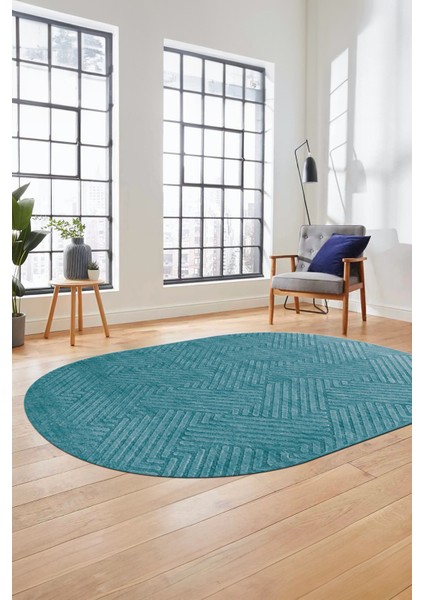 Dijital Baskı Kaymaz Yıkanabilir Sade Desen Oval Yolluk Koridor Salon Halısı, O-Sade-47-Mavi, modelleri
