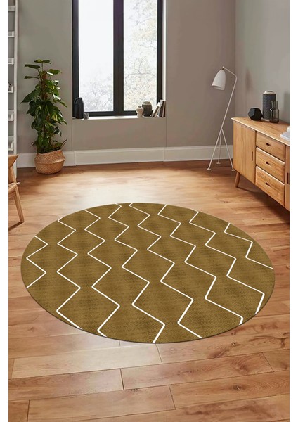 Düz Renk Dijital Kaymaz Yıkanabilir Sade Yuvarlak Mutfak Salon Halısı, Y-Sade-23-Kahve, fırsatları