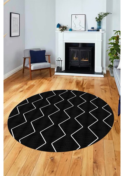 Düz Renk Dijital Kaymaz Yıkanabilir Sade Yuvarlak Mutfak Salon Halısı, Y-Sade-23-Siyah, modelleri