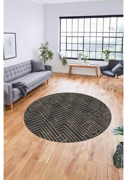 Dijital Kaymaz Taban Yıkanabilir Sade Motifli Yuvarlak Mutfak Salon Halısı, Y-Sade-11-Vizon, fırsatları