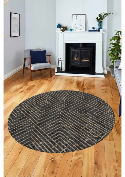 Dijital Kaymaz Taban Yıkanabilir Sade Motifli Yuvarlak Mutfak Salon Halısı, Y-Sade-11-Vizon, indirimleri