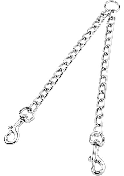 Çift Köpek Tasma (M-3.5MM*60CM) Çift Köpek Çelik Zincir 2 Yollu Krom Kaplama Zincir Krom Kaplama Metal 2 Köpek Eğitim Emniyet Tasması (Yurt Dışından)
