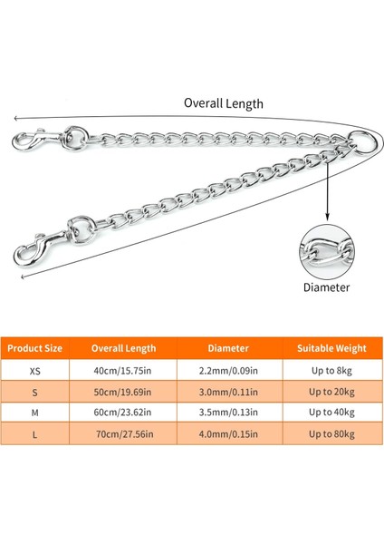 Çift Köpek Tasma (M-3.5MM*60CM) Çift Köpek Çelik Zincir 2 Yollu Krom Kaplama Zincir Krom Kaplama Metal 2 Köpek Eğitim Emniyet Tasması (Yurt Dışından) fiyatları