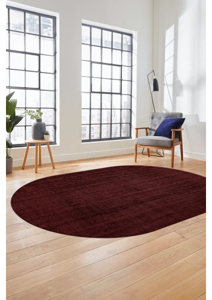 Dijital Baskı Kaymaz Yıkanabilir Sade Düz Renk Tasarım Oval Yolluk Salon Halısı, O-Sade-45-Bordo, modelleri