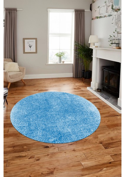 Dijital Baskı Kaymaz Yıkanabilir Sade Düz Renk Tasarım Yuvarlak Salon Halısı, Y-Sade-43-Mavi, fiyatları