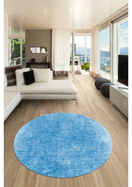 Dijital Baskı Kaymaz Yıkanabilir Sade Düz Renk Tasarım Yuvarlak Salon Halısı, Y-Sade-43-Mavi, modelleri