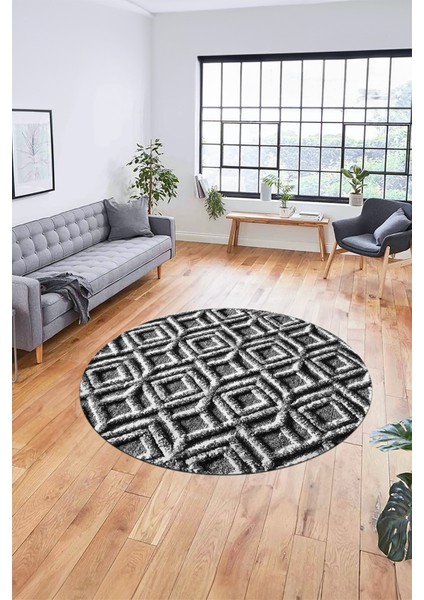 3D Dijital Kaymaz Taban Yıkanabilir Kilim Desen Yuvarlak Mutfak Salon Halısı, Y-Sade-04-Antrasit, indirimleri