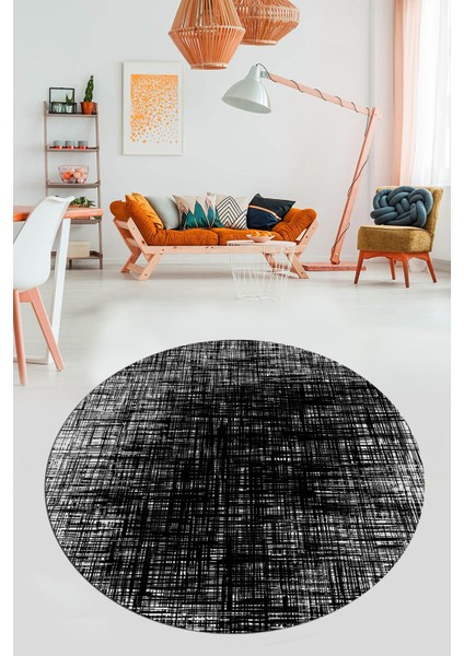 Dijital Kaymaz Taban Yıkanabilir Sade Düz Desen Yuvarlak Mutfak Salon Halısı, Y-Sade-14-Siyah, fiyatları