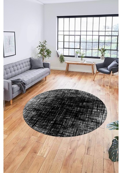 Dijital Kaymaz Taban Yıkanabilir Sade Düz Desen Yuvarlak Mutfak Salon Halısı, Y-Sade-14-Siyah, modelleri