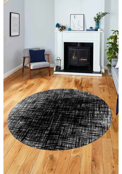 Dijital Kaymaz Taban Yıkanabilir Sade Düz Desen Yuvarlak Mutfak Salon Halısı, Y-Sade-14-Siyah, fırsatları