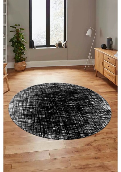 Dijital Kaymaz Taban Yıkanabilir Sade Düz Desen Yuvarlak Mutfak Salon Halısı, Y-Sade-14-Siyah, indirimleri
