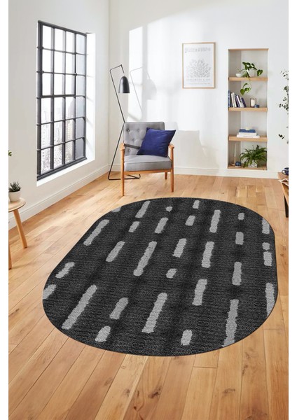 Dijital Baskı Kaymaz Yıkanabilir Sade Düz Oval Yolluk Koridor Salon Halısı, O-Sade-49-Antrasit, fiyatları
