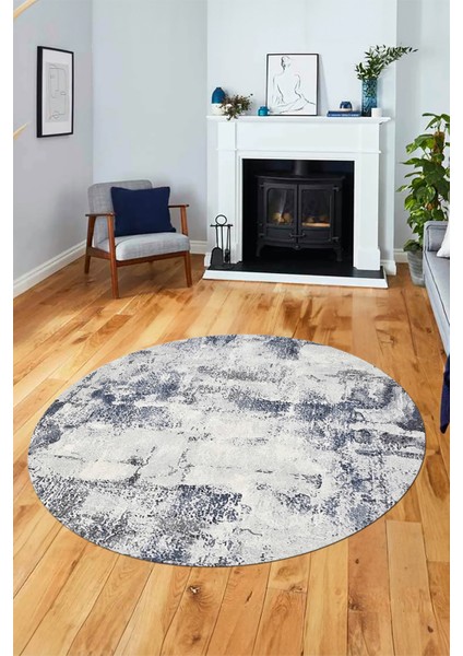 Düz Renk Sade Desen Dijital Kaymaz Taban Yıkanabilir Yuvarlak Salon Halısı, Y-Sade-25-Mavi, fiyatları