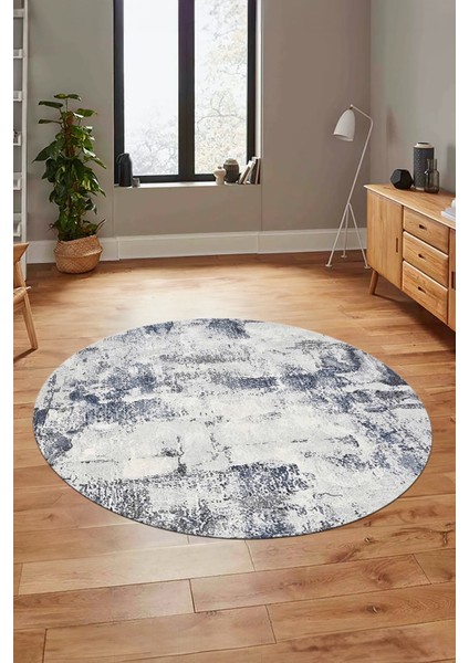 Düz Renk Sade Desen Dijital Kaymaz Taban Yıkanabilir Yuvarlak Salon Halısı, Y-Sade-25-Mavi, modelleri