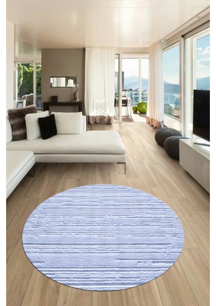 Düz Renk Sade Motifli Dijital Kaymaz Taban Yıkanabilir Yuvarlak Salon Halısı, Y-Sade-32-Mavi, indirimleri