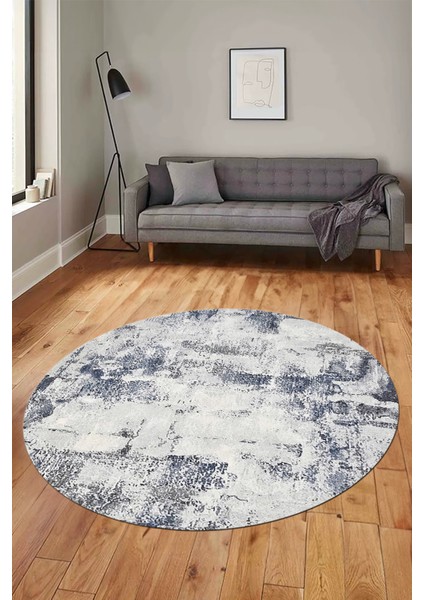 Düz Renk Sade Desen Dijital Kaymaz Taban Yıkanabilir Yuvarlak Salon Halısı, Y-Sade-25-Mavi, fırsatları