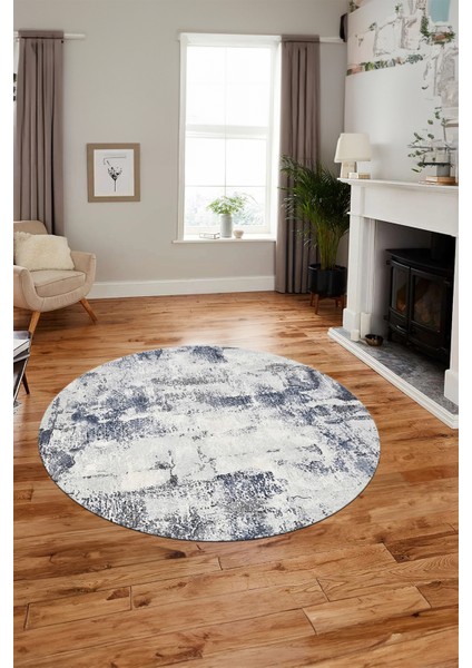 Düz Renk Sade Desen Dijital Kaymaz Taban Yıkanabilir Yuvarlak Salon Halısı, Y-Sade-25-Mavi, indirimleri
