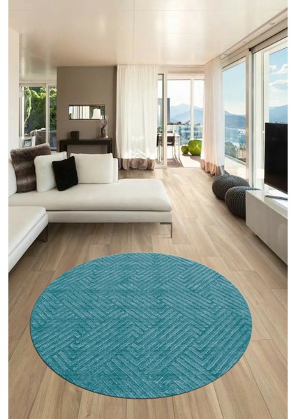 Dijital Baskı Kaymaz Yıkanabilir Sade Desen Yuvarlak Mutfak Salon Halısı, Y-Sade-47-Mavi, modelleri