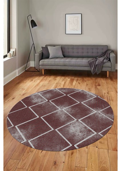 Dijital Baskı Kaymaz Yıkanabilir Sade Şık Motifli Yuvarlak Mutfak Salon Halısı, Y-Sade-41-Bordo, fiyatları