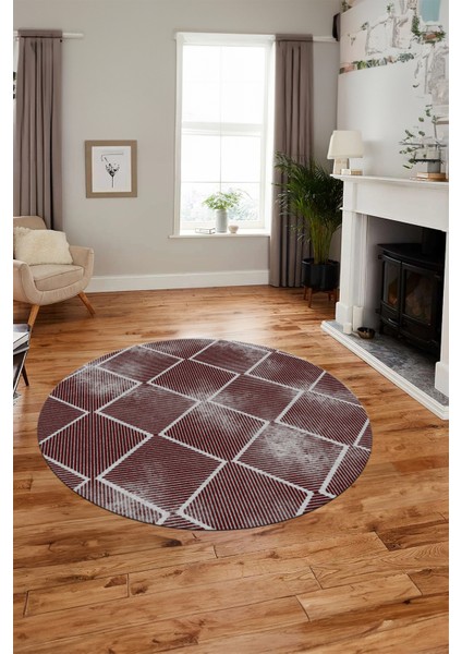 Dijital Baskı Kaymaz Yıkanabilir Sade Şık Motifli Yuvarlak Mutfak Salon Halısı, Y-Sade-41-Bordo, modelleri
