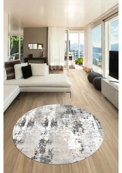 Dijital Baskı Kaymaz Yıkanabilir Sade Düz Renk Tasarım Yuvarlak Salon Halısı, Y-Sade-44-Krem, modelleri