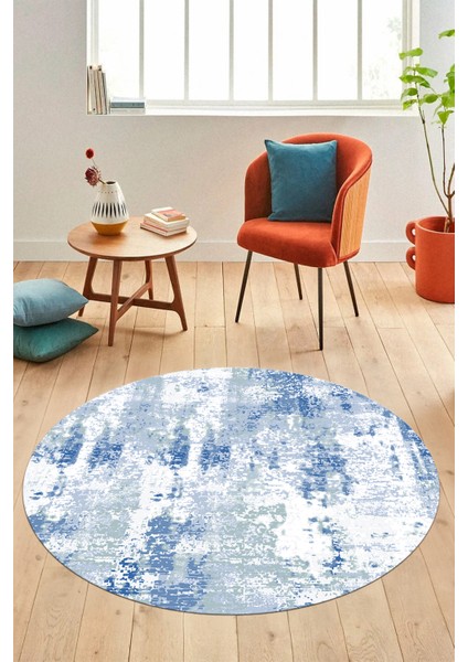 Dijital Baskı Kaymaz Yıkanabilir Sade Düz Renk Tasarım Yuvarlak Salon Halısı, Y-Sade-44-Mavi, fırsatları
