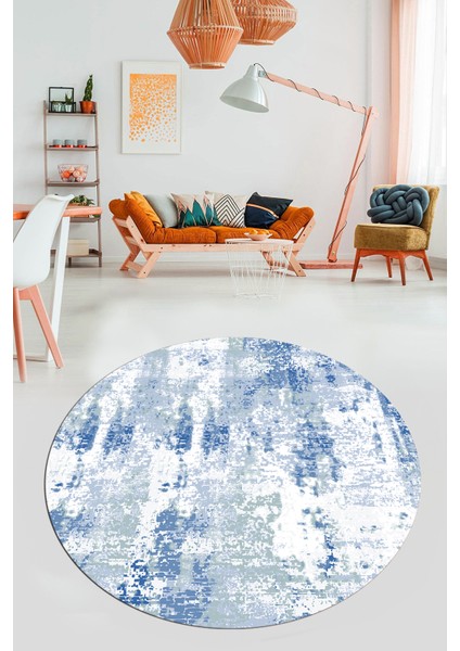 Dijital Baskı Kaymaz Yıkanabilir Sade Düz Renk Tasarım Yuvarlak Salon Halısı, Y-Sade-44-Mavi, indirimleri