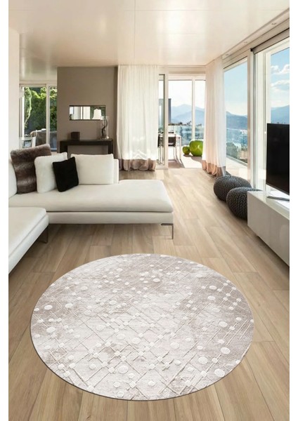 Dijital Baskı Kaymaz Yıkanabilir Sade 3D Yuvarlak Mutfak Salon Halısı, Y-Sade-48-Bej, modelleri