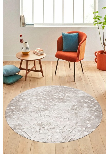 Dijital Baskı Kaymaz Yıkanabilir Sade 3D Yuvarlak Mutfak Salon Halısı, Y-Sade-48-Bej, fırsatları