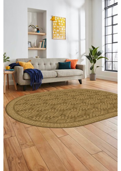 Kilim Desenli Dijital Kaymaz Yıkanabilir Sade Oval Yolluk Koridor Salon Halısı, O-Sade-19-Kahve, fırsatları