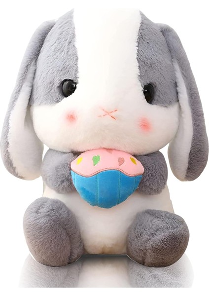 Tavşan Doldurulmuş Hayvan Paskalya Kulaklı Tavşan Peluş Sevimli Beyaz Tavşan Peluş Oyuncak Havuçlu Kabarık Kawaii Yumuşak Sarılma Uyku Yastığı (Yurt Dışından)