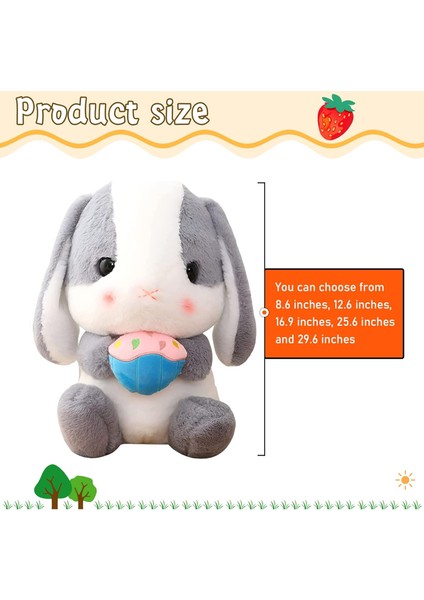 Tavşan Doldurulmuş Hayvan Paskalya Kulaklı Tavşan Peluş Sevimli Beyaz Tavşan Peluş Oyuncak Havuçlu Kabarık Kawaii Yumuşak Sarılma Uyku Yastığı (Yurt Dışından)