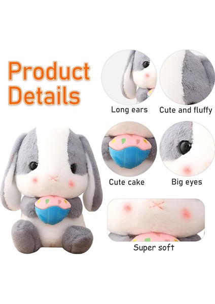 Tavşan Doldurulmuş Hayvan Paskalya Kulaklı Tavşan Peluş Sevimli Beyaz Tavşan Peluş Oyuncak Havuçlu Kabarık Kawaii Yumuşak Sarılma Uyku Yastığı (Yurt Dışından)