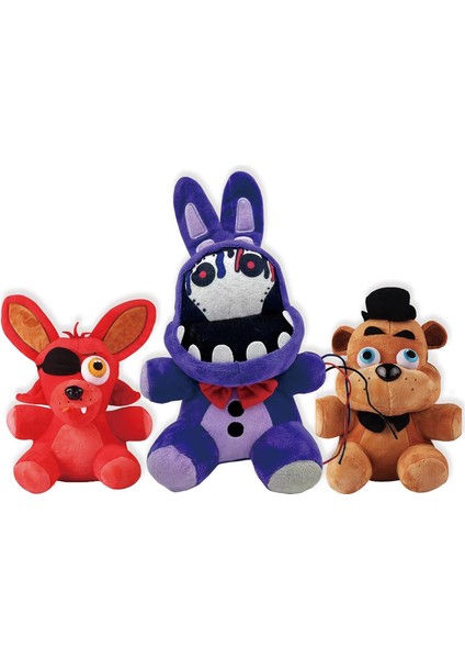 Zmapu Fnaf Fazbear Peluş Foxy Peluş Solmuş Mor Tavşan Peluş Doldurulmuş Hayvan Peluş Şekil Oyuncaklar Çocuklar Için Hediye, Fnaf Güvenlik Ihlali Peluş Aşıklar Için (3 Adet) (Yurt Dışından)