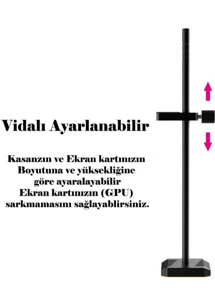 Coolmoon CM-VT192 Alüminyum Gpu Ekran Kartı Tutucu -  Ayarlanabilir Gpu Sarkma Önleyici Stand - Siyah