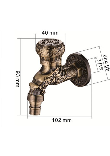 Duvara Monte Çinko Alaşım Açık Su Musluk Pratik Dekoratif Antik Bronz Bibcock Musluk Bahçe Ev Kullanımı Tek Delik (Yurt Dışından)