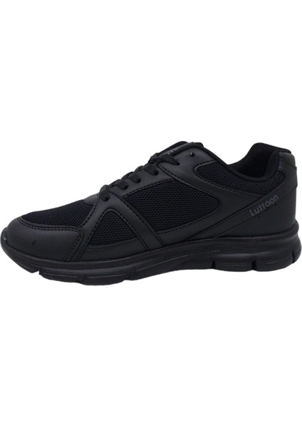 Lutton 2251 Unisex Siyah Bağcıklı File Günlük Kullanım Yürüyüş ve Koşu Spor Ayakkabı