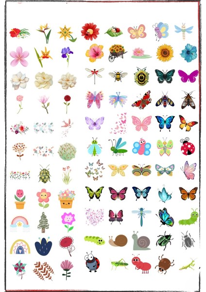 320 Adet Sticker - Çiçek , Kelebek , Böcek , Ajanda ve Günlükler Için Eğlenceli Çıkartma Etiketler fırsatları