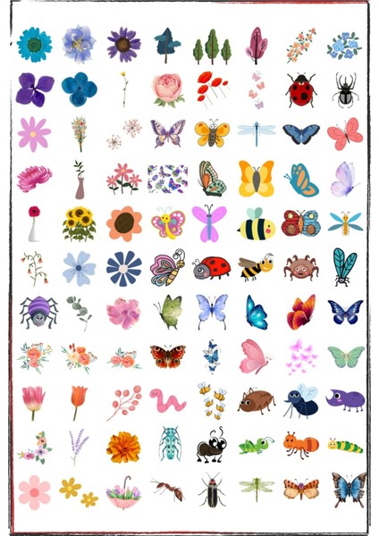 320 Adet Sticker - Çiçek , Kelebek , Böcek , Ajanda ve Günlükler Için Eğlenceli Çıkartma Etiketler indirimleri