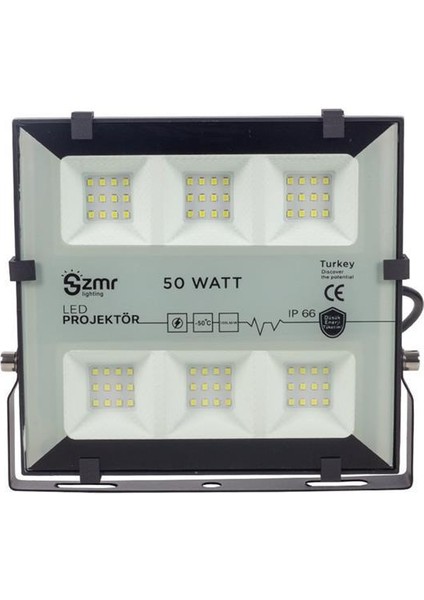 50 Watt 6500K 220 Volt IP66 Beyaz LED Projektör